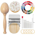 Mini Darning Loom,Egg Knitting Patch Kit with 14 Hooks Small Weaving Loom 13 Pcs Large Eye Needles 50 Color Threads for Handcraft DIY Weaving Repair Tool Darning Kit for Beginners Mending Jeans Socks - color: Egg-14 Hook