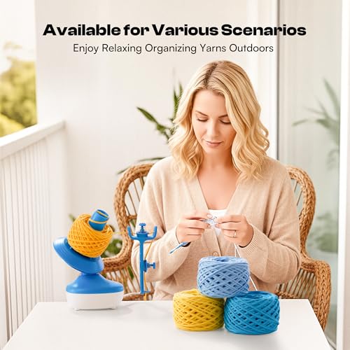 Caydo A1 Pro Cordless Electric Yarn Winder for Effortless Yarn Organization | Rechargeable 2H Running Time, Automatic Wool Cake Winding, Wireless Spinner for Crocheting, Must-Have Tool for Craft Lovers - color: Blue Cordless