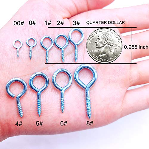 191pcs Screw Eyes Brass Plated Metal Eye Shape Screw Self Tapping Screws Includes 9 Sizes Color Gold - color: Gold, size: 191PCS