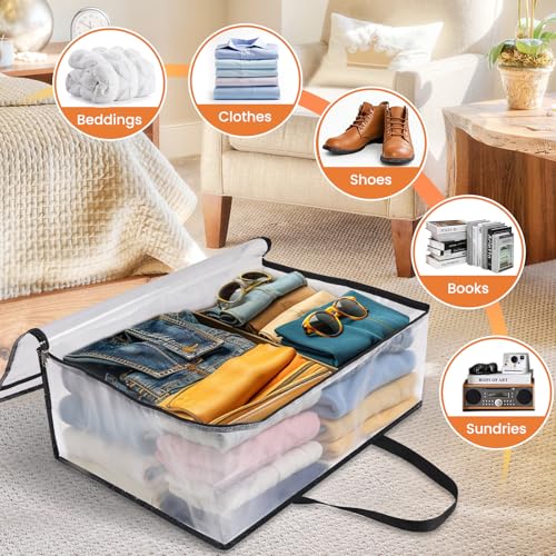 TasticTotes 4 Pack Clear Storage Bags for Comforter, Clothes & Bedding, 40L | Plastic Blanket Storage with Zipper & Handle, Foldable Moving Bags, Closet Organizer and Under-Bed Storage Containers - size: 40L