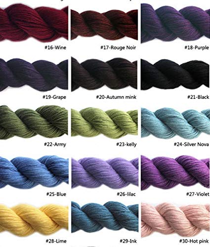 5 Skeins Lotus Yarns Mink & Cashmere Blend Knitting Yarn Skein Soft Crochet Yarn for Fingering Sweater, Scarves, Hats, and Craft Projects Mimi Plus (27-Purple1) - color: 27-Purple1
