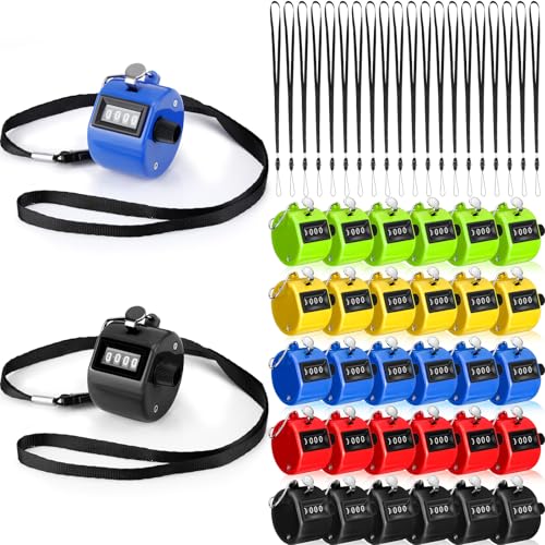 Hoteam Handheld Tally Counter 4 Digital Number Count Clicker Counter Hand Mechanical Pitch Clicker for Coaching,Knitting, People, Lap, Fishing, Golf Sport Row