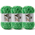 Chenille Crochet Christmas Green Yarn 3 Pack | Fluffy Velvet Yarn Blanket Knitting Yarn for Crocheting Soft Baby Yarn - color: 3 Christmas Green