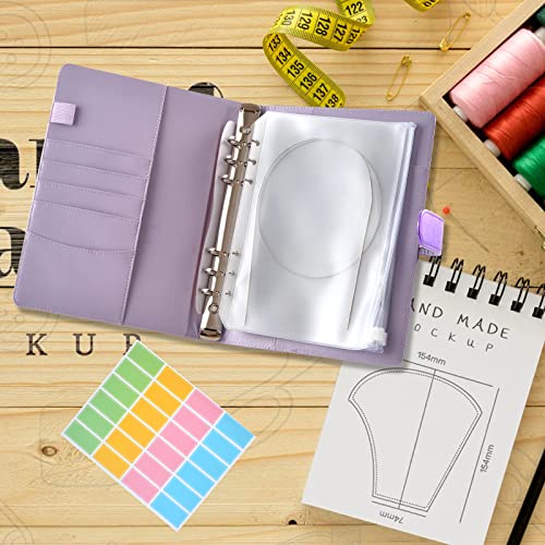 Knitting Needle Case Set Circular Knitting Needle Case Knitting Needle Storage 1 pcs Macaron Cover 10 pcs Binder Pockets 48 pcs Label Paper for Collecting Sorting