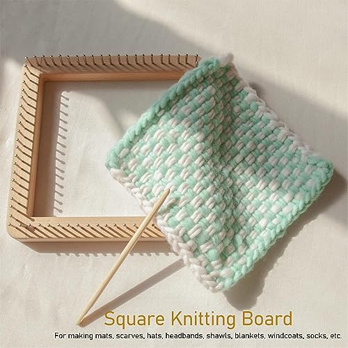 Diydeg Knitting Loom, Wooden DIY Board Mini Knitting Board Weaving Pegs Crochet Needlework Tools with Non Detachable Hooks, for Making Cushions Scarves Hats Shawls (L) - size: L