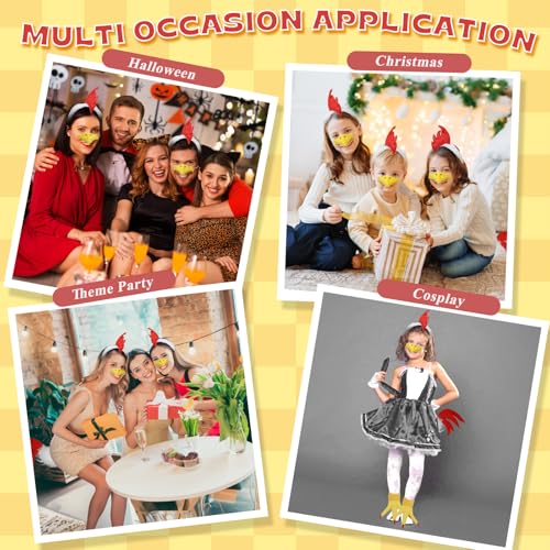 Mototo Zoo Animals Costume Accessories Set Animal Ears Headband for Adult with Tail Bow Tie for Halloween Dress Up Party - style: Rooster