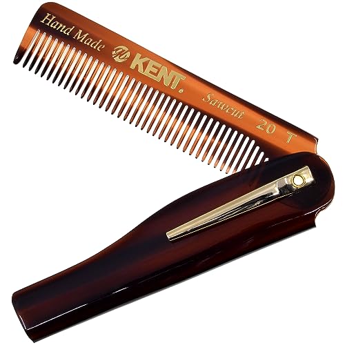 Kent 20T Handmade Folding Pocket Comb for Men, Fine Tooth Hair Comb Straightener for Everyday Grooming Styling Hair, Beard or Mustache, Use Dry or with Balms, Saw Cut Hand Polished, Made in England - color: Tortoiseshell, size: 6 Pack