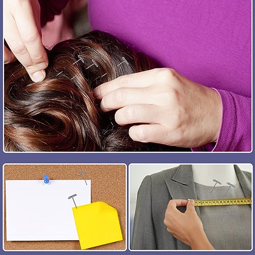 QMNNMA T Pins, 100 Pack 1 inch T Push Pins for Blocking Crochet with Box | T Pins for Sewing, Wig Pins Stainless Steel Push Pin Kit for Mannequin Head, Sewing, Crocheting and Modelling - size: 1 Inch