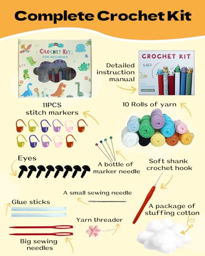 Fortilo Crochet Kit for Beginners 6PCS Animals Bookmarks - color: Bookmark Family