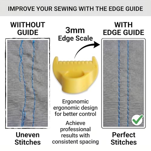 6 Pcs Edge Stitch Lock & Sewing Templates Gauge Set (3mm/4mm), Seam Guide Ruler for Precise Stitching, Quilting, Hemming & DIY Sewing Projects