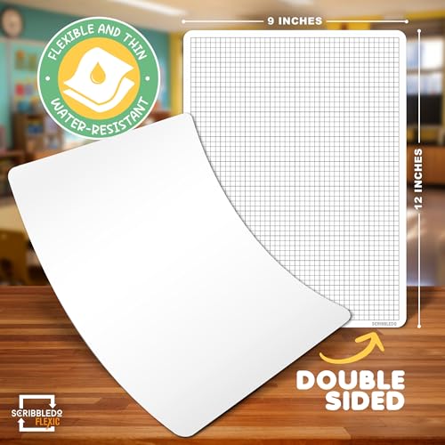 SCRIBBLEDO Small Grid Dry Erase Sheets 9”x12” Math Practice Small White Board Sheets Math Manipulatives Quad Graph Whiteboard Sheets Math Supplies Homeschool Teacher Students Classroom Pack of 10 - color: Small Grids