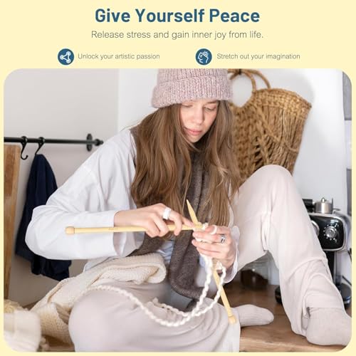 Aeelike 18 Pairs Bamboo Knitting Needles Set, 2mm-8mm Wood Needle, Type G | 14 Inch Wooden Knitting Needles Single Point with Roll Bag, Complete Smooth Needle Set for Socks Sweater Scarves, Ideal Gift - color: Color C, size: 35 cm