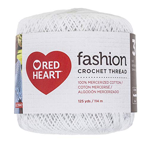 Red Heart Fashion Crochet, Thread Size 3, White - size: 375 Foot (Pack of 1)