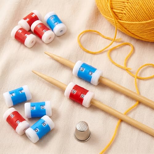 Crochet Stitch Markers, 4pcs Manual Tally Counter, Slide-On Plastic Knitting Row Counter, 2 Sizes Mini Counting Clicker for Hand Weaving Knitting Crochet Projects DIY Crafting Accessories