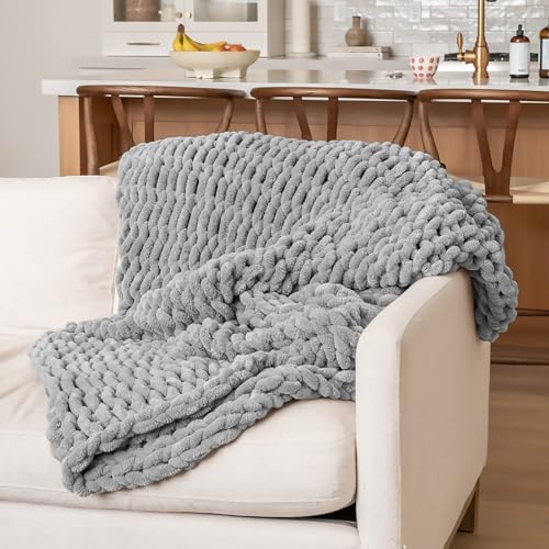 10 Pack Light Gray Fuzzy Chunky Yarn for Hand Knitting, Bulky Thick Fluffy Chenille Yarn for Crocheting, 240yds/70.5oz Jumbo Crochet Yarns, Soft Chunky Knit Blanket Yarn for Crochet - color: 10 Light Gray