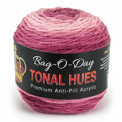 Mary Maxim Bag-O-Day Tonal Hues Ombre Yarn for Crocheting and Knitting, Medium Worsted Weight Anti-Pilling Acrylic Yarn Cake - 280 Yards, 5.3 OZ, Exquisite Clutter - color: Exquisite Clutter