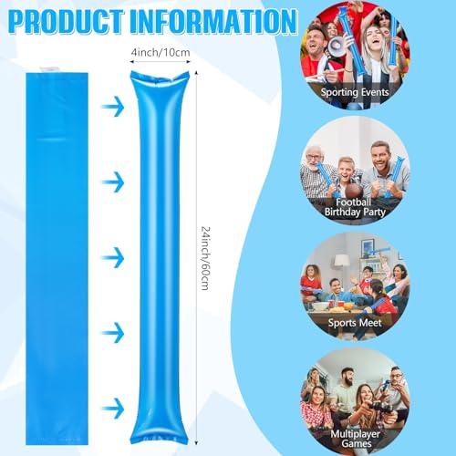 36 Pcs Cheerleading Pom Poms Thunder Sticks and Hand Clappers - color: blue,white