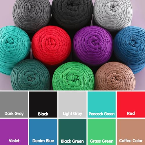2 Pack Soft T-Shirt Yarn for Crochet, T Shirt Yarns for Crocheting Crafts, Bags, Basket, Coaster, Tshirt Yarns - 800 G/260 Yds with 1 Crochet Hook (2, Violet) - color: Violet