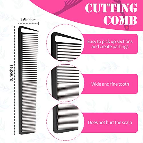 Patelai Hair Comb Set, 8 Pieces Rat Tail Combs, Teasing Combs, and Hand-held Alligator Clips, Carbon Fiber & Metal, for Hair Stylist, Braiding, Hair Women Girls, Daily Use