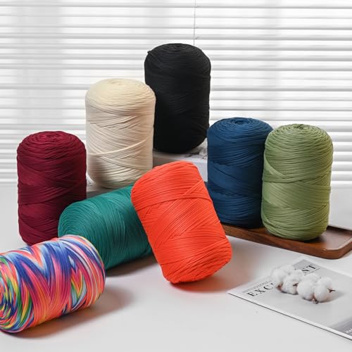 800g T-Shirt Crochet Yarn for Crocheting Crafts/Bags/Basket/Coaster,Hand Knitting Tshirt Yarn for Crochet,228yds T Shirt Yarns with High Elastic Thick Yarns Polyester Fabric（Bergamot） - color: Bergamot