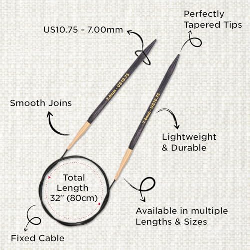 KnitPro J’Adore Cubics Fixed Circular Needles 32" (80cm) | US Size 10.75 (7mm) - size: US 10.75 (7mm)