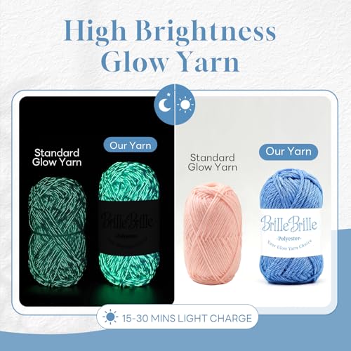 Glow in The Dark Yarn - 5 Pack Glow in The Dark Yarn for Crochet(260g/9oz | 273 Yards) Knitting & Crochet Thread for DIY Crafts, Gifts, Doll Making (Black) - color: Black