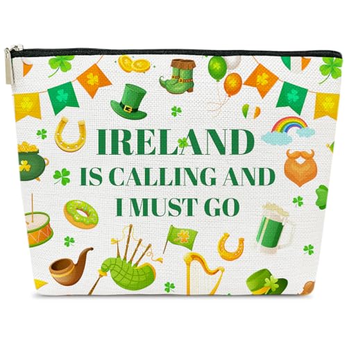 Ireland Gifts Makeup Bag for Women, City Themed Organizer | Ireland is Calling and I Must Go Cosmetic Bag for Traveller Lovers - color: multicolor0204