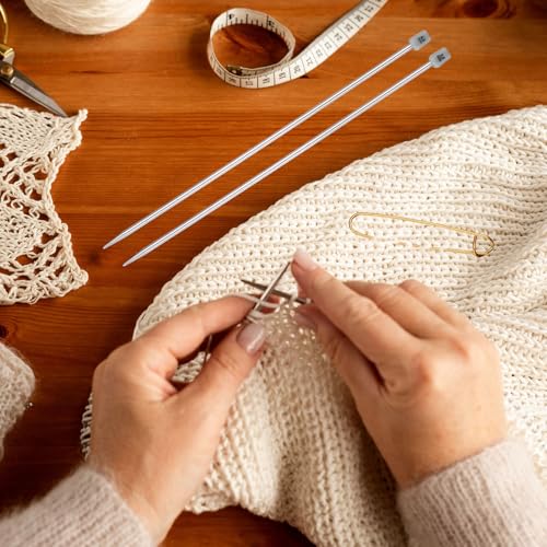 MECCANIXITY 4Pcs C(2.5mm) Single Pointed Knitting Needles Set, 9.8" Length Stainless Steel Crochet Needle with Versatile Stitch Holder for Beginner, Crocheter DIY Making, Silver - size: C(2.5mm) 9.8" Length