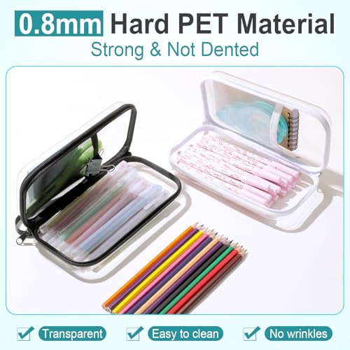 Sanwuta 4 Pcs Clear Hard Shell Zipper Case Plastic Case, Black and White - color: Black and White