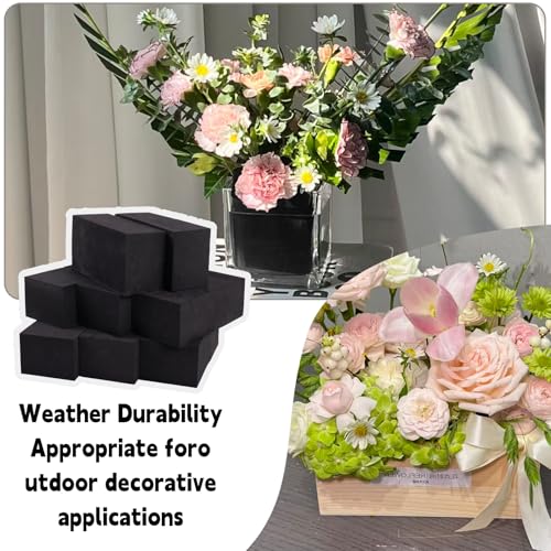 8 Piece Reusable Floral Foam Blocks black, 9 x 3 x 3 Inch, Water Resistant, for Artificial Flower Arrangements, Outdoor Planters, Wedding Decor (8, 9 * 3 * 3) - size: 9*3*3