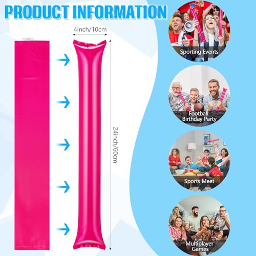 36 Pcs Cheerleading Pom Poms Thunder Sticks and Hand Clappers - color: pink