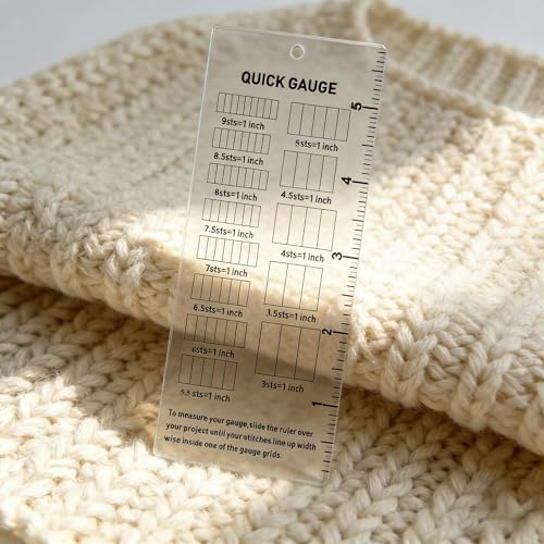 Quick Gauge Ruler Knitting and Crochet Gauge Tool Clear Acrylic Stitch and Row Gauge Ruler Compact Knitting Gauge Measuring Tool for Yarn Crochet and Knitting Projects (1)