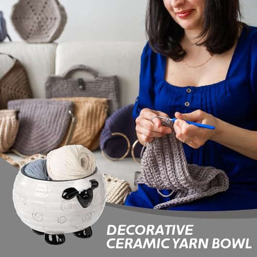 Ceramic Yarn Holder Crochet Bowl, Flame Yarn Bowl for Crocheting-Crochet Bowls