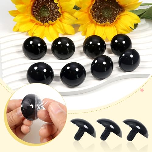 TOAOB 8pcs 40mm Large Safety Eyes for Amigurumis Plastic Crochet Safety Eyes with Washers Black Crafts Eyes for DIY Crocheting Animals Making Supplies - color: Black, size: 40mm