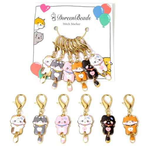 DoreenBeads Stitch Markers for Crocheting and Knitting | Alloy Enamel Crochet Marker Crochet Gifts for Knitting Weaving Sewing Accessories Quilting Jewelry Making - color: Drooling Cats