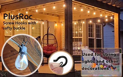 PlusRoc 20 Pack Screw Hooks for Hanging Plants Outdoor Lights(Black) | Christmas Seasonal Lighting, Heavy Duty 2.2 Inch Eye Hook Cup Ceiling Hook Q-Hanger for Patio, Wall Wood Ceiling Deck Mount - color: Black