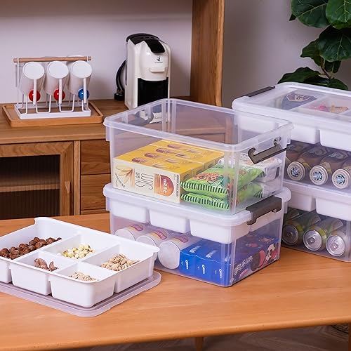 Citylife 17QT 4Packs Clear Craft Organizers and Storage Box with Tray | Stackable Art Supply Organizer Storage Bins with Lids for Beads, Markers, Sewing, Tools, Files, Office Supplies, Made in USA - size: 17 Qt- 4 Pack