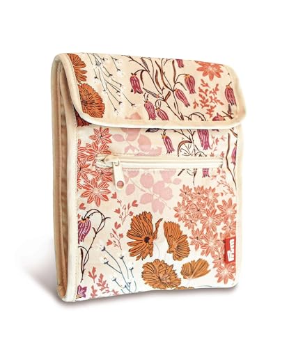Prym Circular Knitting Needle Case, 9" x 7-1/4", Orange Wildflower | 10-Pocket Fan-Fold Organizer with Magnetic Closure & Zip Pocket. Holds Circular Needles & Notions for Knitting on the Go - style: Orange Wildflower