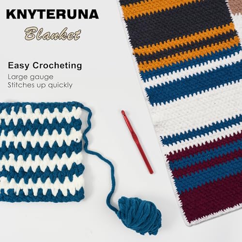 #6 Super Bulky Blanket Yarn for Crocheting - 4 Skeins(Each 10.5oz/300g, 220yds/201m), Chunky Chenille Thick Plush Big Soft Yarn for Crocheting Knitting Blankets, Indigo - color: Indigo