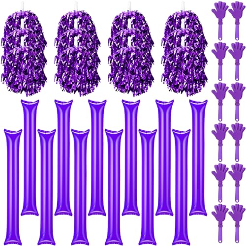 36 Pcs Cheerleading Pom Poms Thunder Sticks and Hand Clappers - color: purple