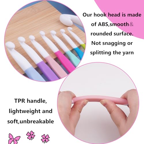 Hobekoee 10mm Large Crochet Hook,Huge Crochet Hooks for Chunky Yarn,Extra Long Crochet Hooks with Soft Ergonomic Handle for Crocheting Yarn,Wool Roving - size: 10mm