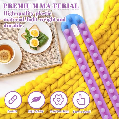 Novabright 64 Inch Chunky Yarn Blanket Loom Kit Adjustable Plastic Frame No Needle Hand Knitting for Thick Yarn Projects DIY Beginners Craft Gift - style: Plastic
