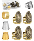 ZMAAGG Thimbles for Hand Sewing, 8 PCS Sewing Thimble, Metal Thimble | Thimbles for Hand Embroidery, Thimbles for Hand Quilting, Leather Thimble for Sewing, Embroidery - size: Basic Version