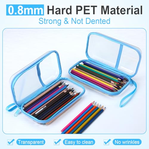Sanwuta 4 Pcs Clear Hard Shell Zipper Case Plastic Case, Blue - color: Blue