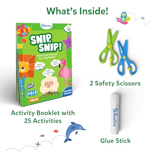 Skillmatics Snip Snip Animals, Scissor Skills Toy, Felt Craft Gift for Kids | Cutting Activity, Safety Scissors, Fine Motor Skills for Preschool, Screen-Free, Learning Toy, Girls & Boys Ages 3, 4, 5, 6 - style: 5. Animals
