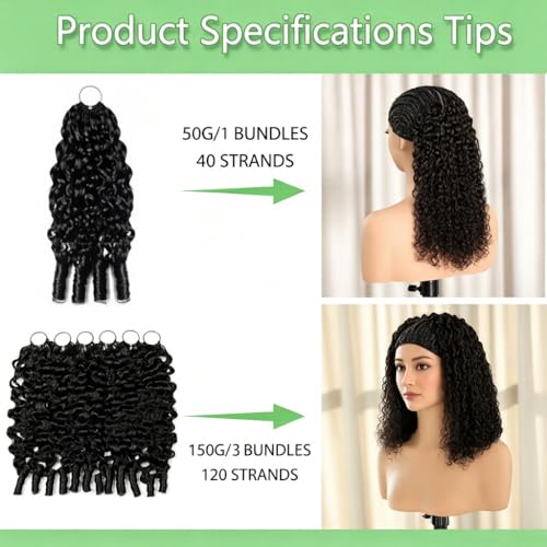 Natural Black 16inch Burmese Curly Crochet Human Hair Extensions: Knotless Pre-Separated Feather Style, Lightweight Reusable Remy Hair with Spiral Curls for Women, 50g - color: #1B (BC), size: 16 Inch