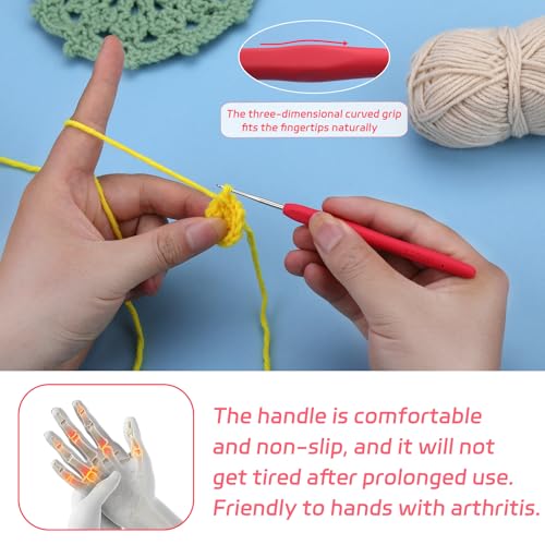 QMNNMA 1.25 mm Crochet Hook, Ergonomic Crochet Hooks, Crochet Needles | Ergonomic Crochet Hooks for Arthritic Hands, Crochet Needles for Yarn, Extra Long Knitting Needles for Beginners - size: 1.25mm