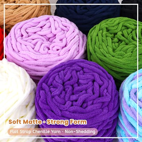 Super Bulky Chenille Yarn for Crocheting – 4 Pack of 100g/3.5oz, CYC #6 Super Bulky Weight Rope-Like Chunky Yarn, Fuzzy Matte Thick for Crocheting Blankets, Bags & Rugs (Cream White) - color: Cream White