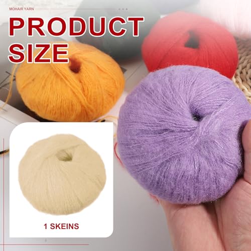 PATIKIL Mohair Yarn, Soft Yarn Faux Mohair Fuzzy Fur Fine Fluffy Yarns Thin for Crocheting Knitting Sweater Scarf Hat Crafts Blanket Rug, Beige - color: Beige