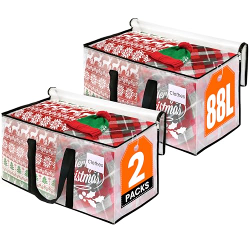 RoomHacks Moving Bags, Heavy Duty Large Storage Bags, 88L, 2 Pack, Clear | Water-Resistant Packing Bags with Reinforced Handles & Dual Zippers, Foldable Storage Totes for Dorm Move & Home Organization - size: 88L- 2Packs